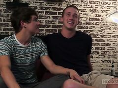 Cute bottom twink with amazing charming smile seduced powerful guy on sex and very soon hunk felt great pleasure inside sweet twink a-hole