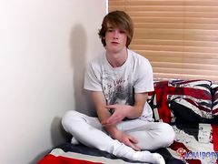 Gorgeous smooth twink loves to perform interesting moves his cock and films it on camera for all online friends