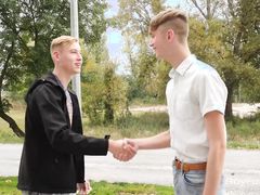 Gorgeous blonde teen boys met on the street and after short indecent conversation moved home to have gay sex