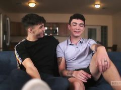 Two flirting sexy twinks decided to move their relationship on the next level after hot sex date at home